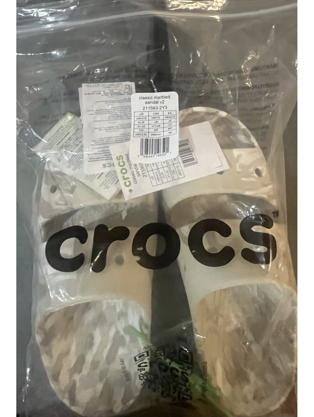 Crocs unisex-adult M8/W10 Classic Marbled Sandals v2 - Tan - New with Tags - Picture 5 of 9